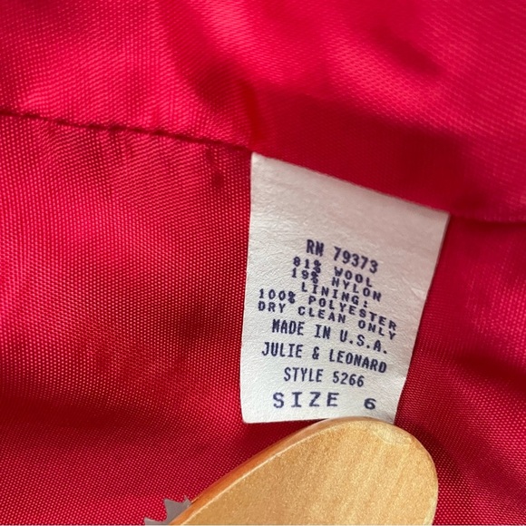 80s Vintage Julie & Leonard Suits Wool Hot Pink Blazer Jacket Skirt Suit Set - Picture 2 of 14